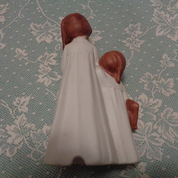 VINTAGE 2 SLEEPY CHILDREN POTTERY TOP OF A  SMALL LAMP - Picture 8 of 9